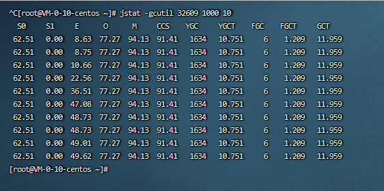 jstat -gcutil 命令使用