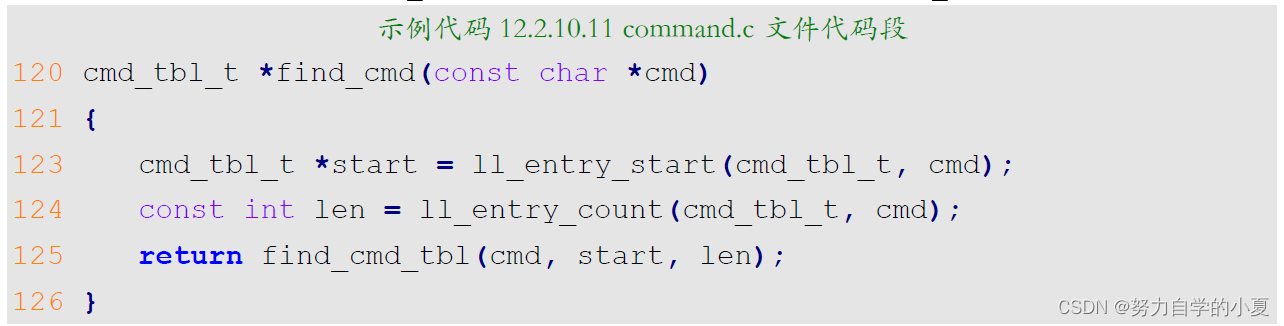 示例代码12.2.10.11 command.c文件代码段截图