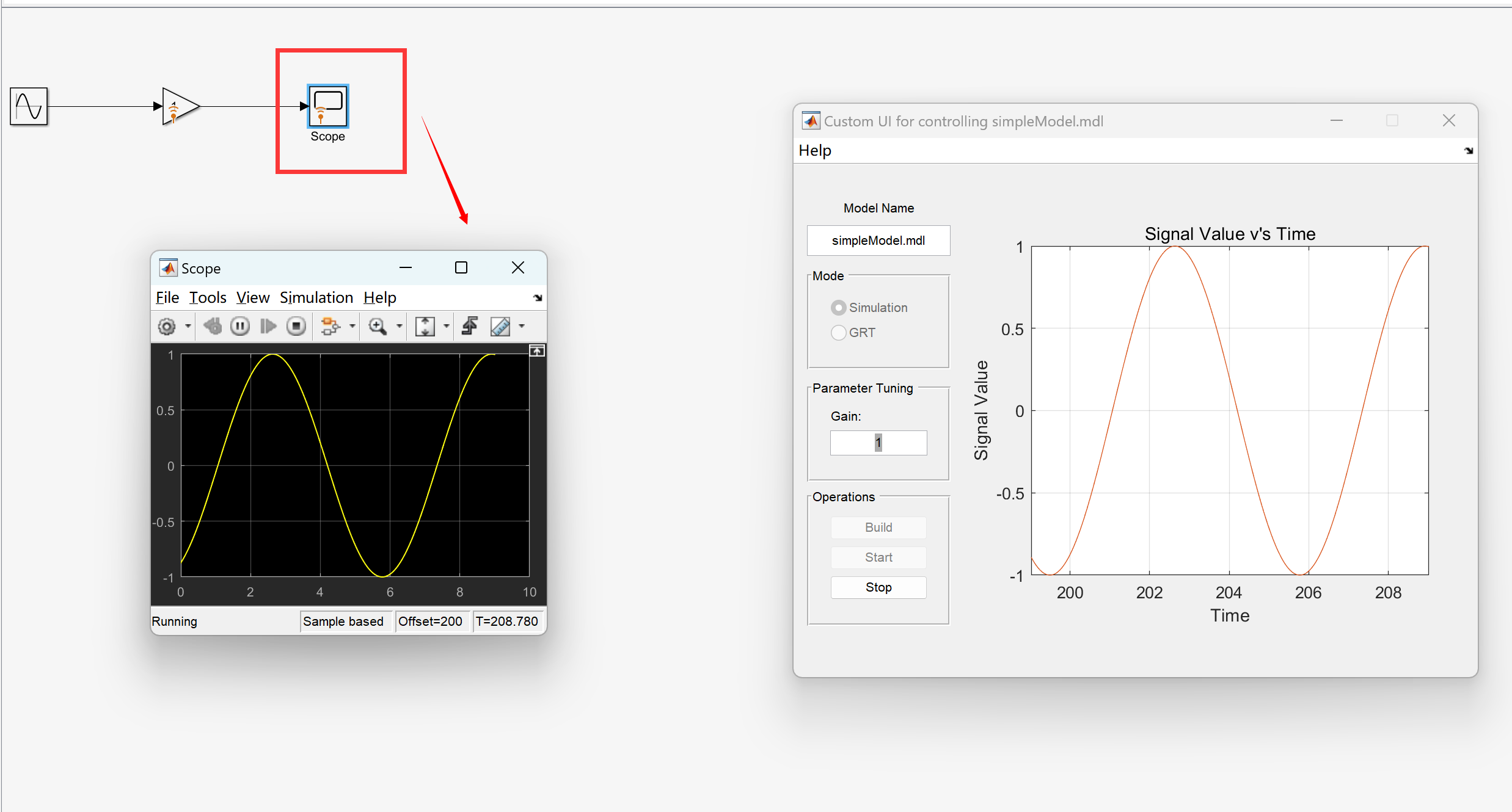 使用事件侦听器和 MATLAB GUI 查看 Simulink 信号研究