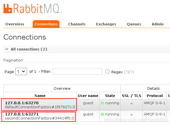 RabbitMQ两个不同连接 RabbitMQ两个不同连接