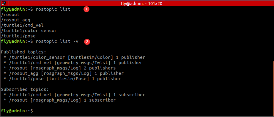 rostopic list