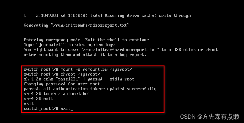 RHEL7 重置 root 用户密码