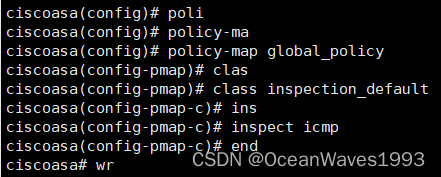 全局开启policy-map    inspect icmp