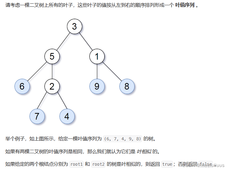 面试必考精华版Leetcode872. 叶子相似的树