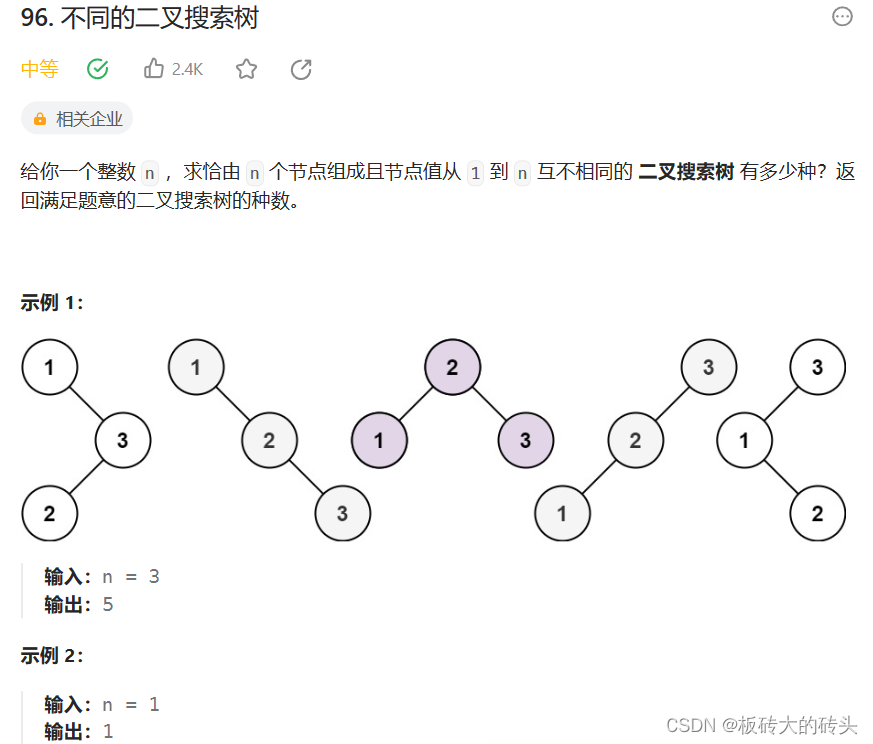 LeetCode(力扣)96. 不同的二叉搜索树Python