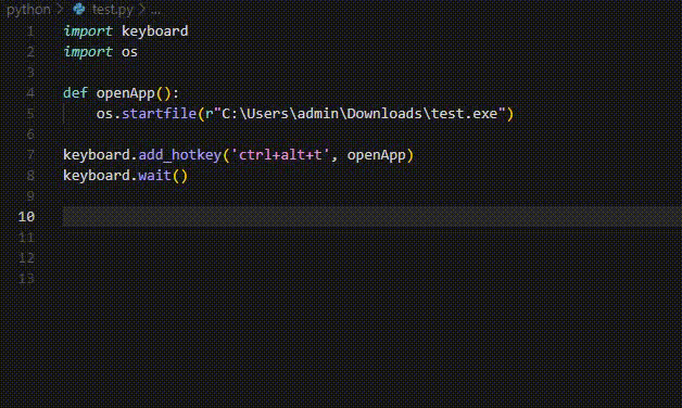 Python给一个exe执行文件注册持续性的快捷键(热键)的代码实例