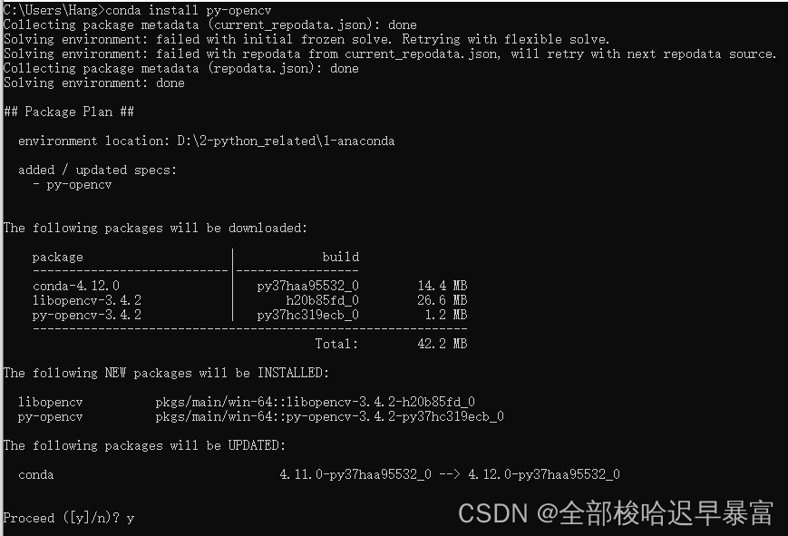 安装opencv时报错：Could not build wheels for opencv-python which use PEP 517 and cannot be installed direc