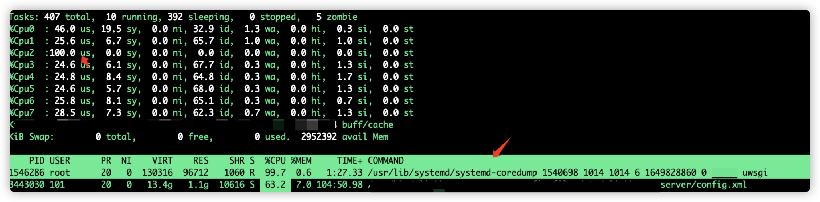 Systemd coredump грузит процессор