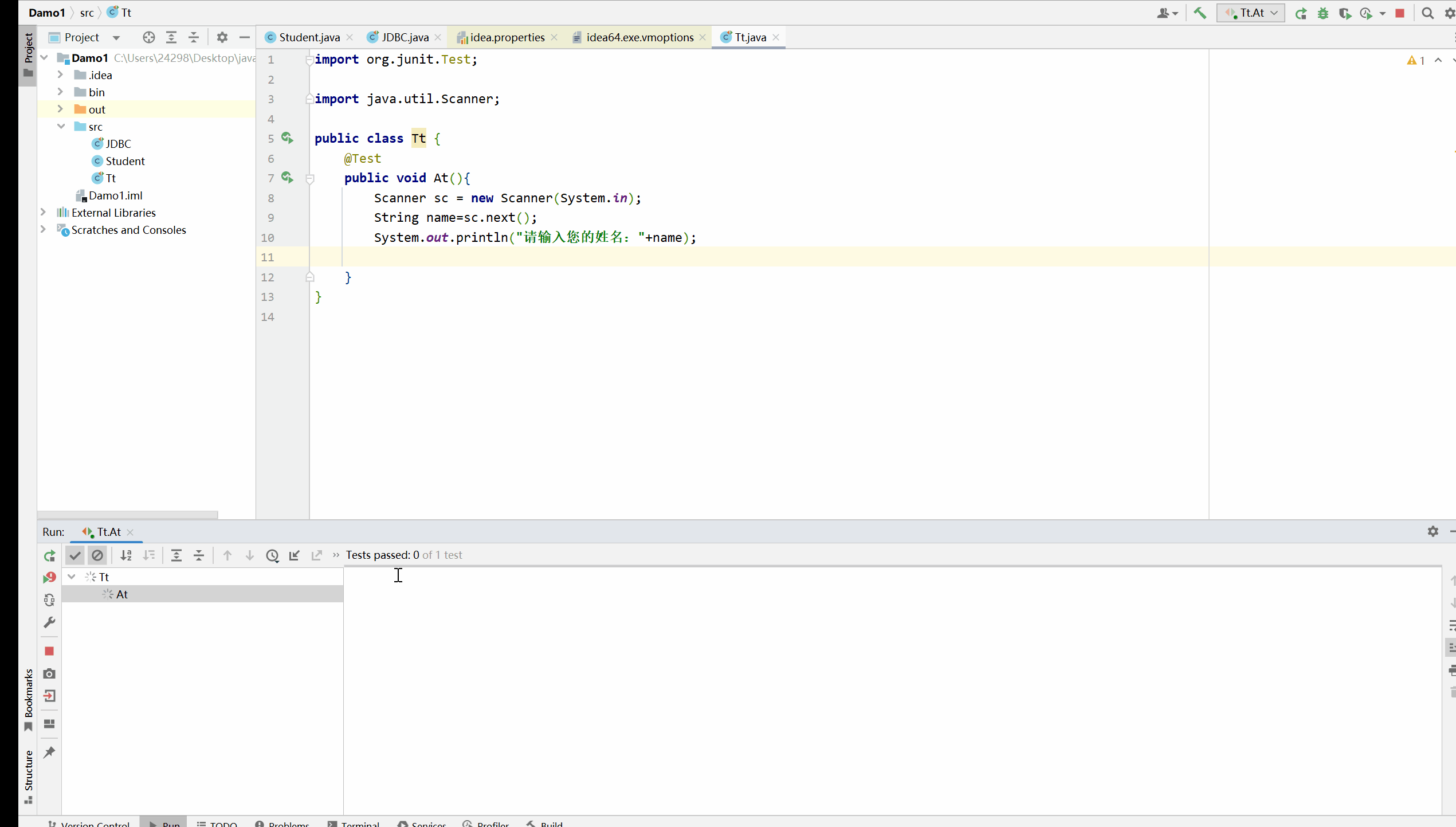 解决IDEA中使用junit测试无法使用键盘录入功能（Scanner）_this view is readonlyCSDN博客