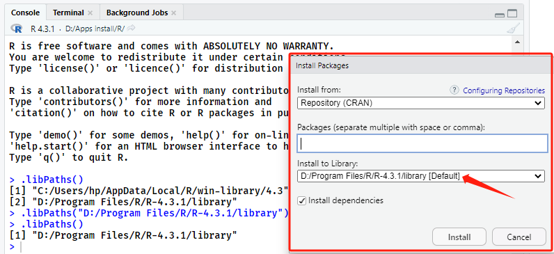 R | R包默认安装路径的查看及修改