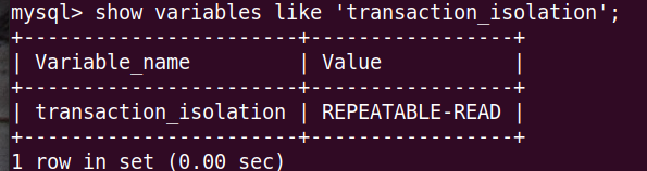 查看当前MYSQL的事务隔离级别