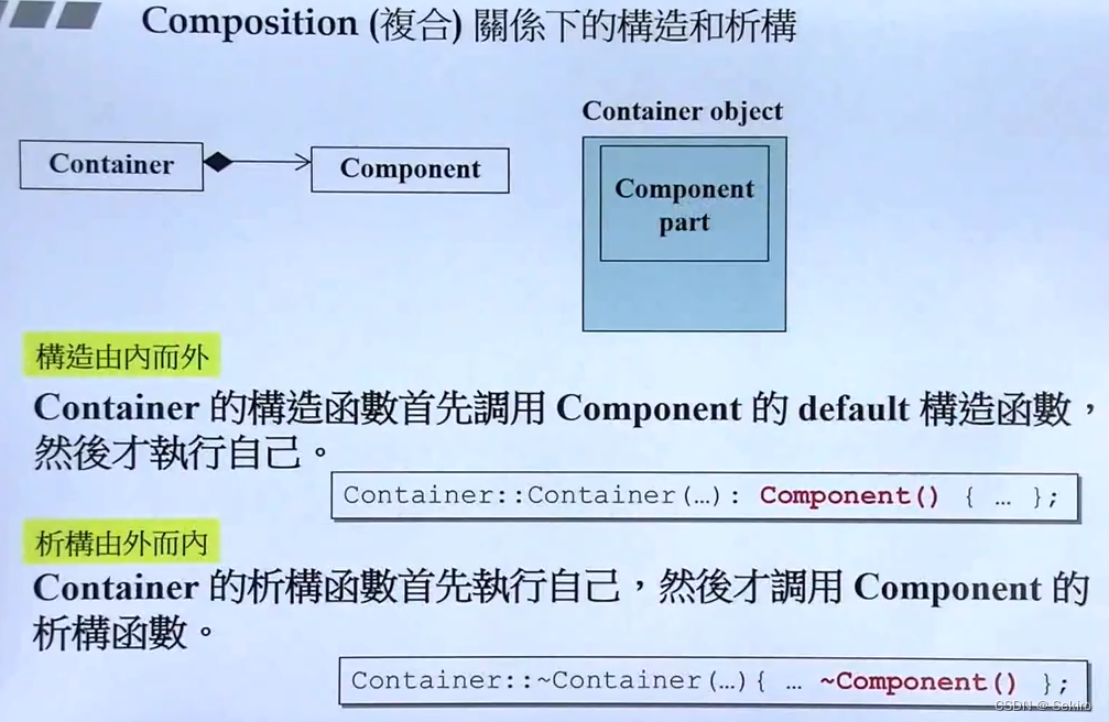 复合关系中的构造与析构