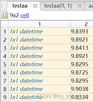 matlab数据处理: cell table array+datetime