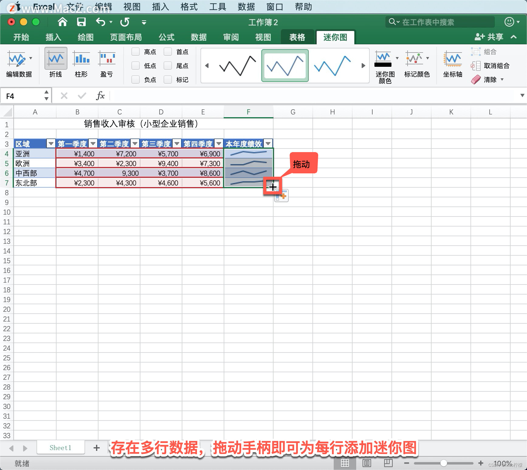 设置迷你图图表的格式