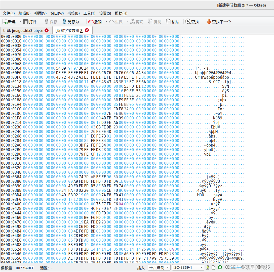 t10k-images.idx3-ubytey文件内容直观图