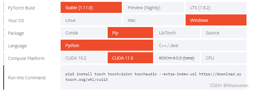 pytorchInstallCMDline