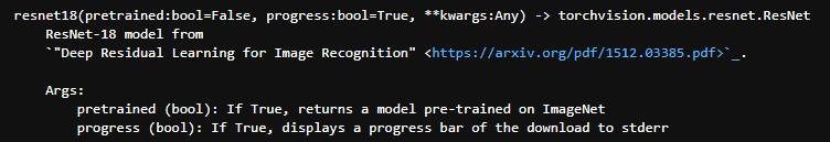resnet18的args含义