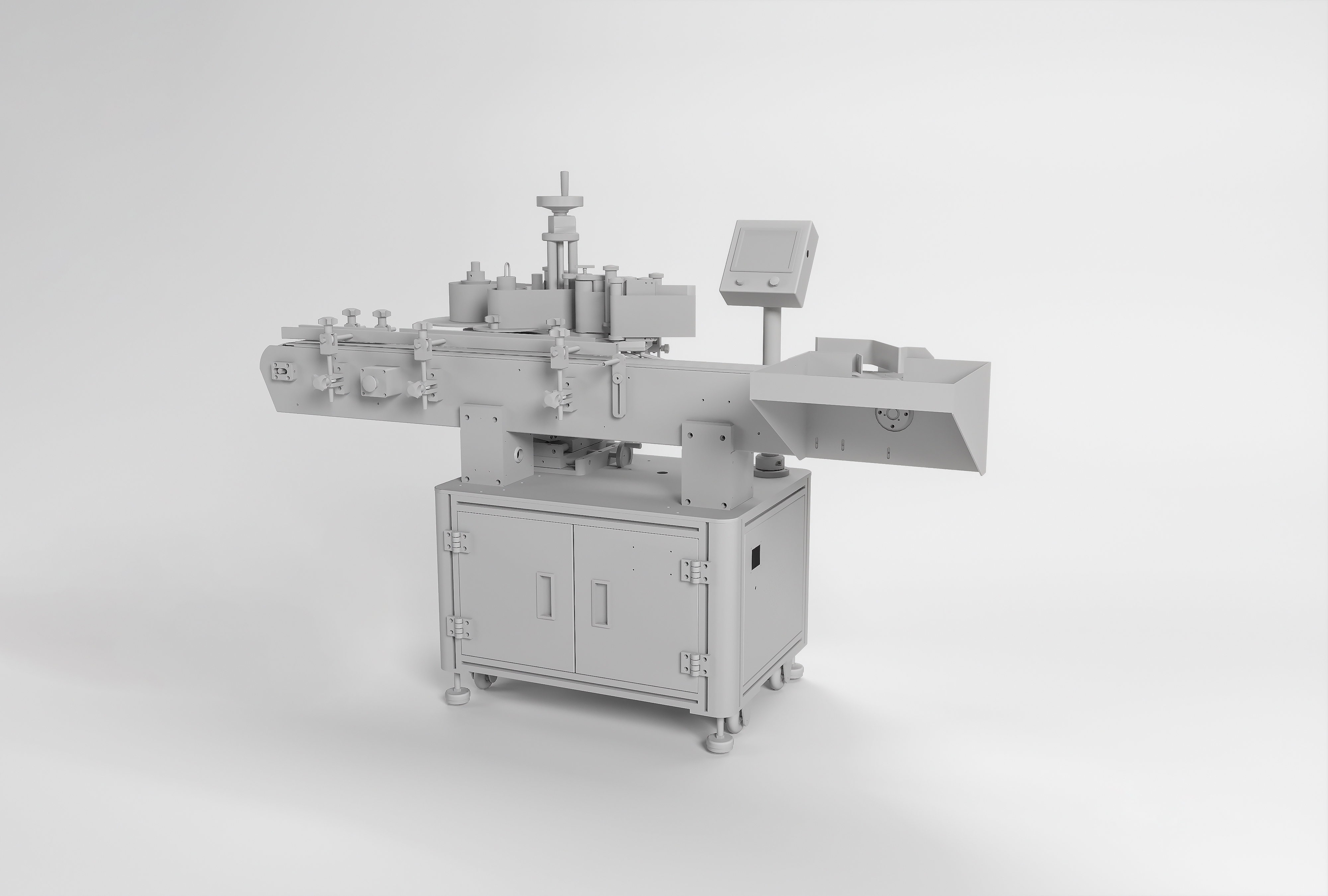 模型库自动立式圆瓶贴标机三维模型