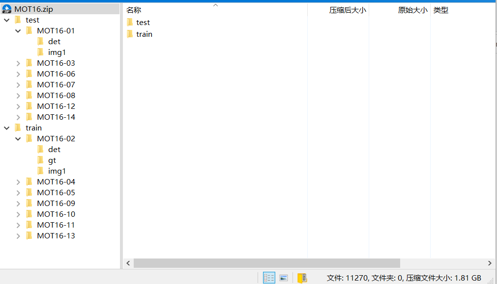 MOT16目录结构