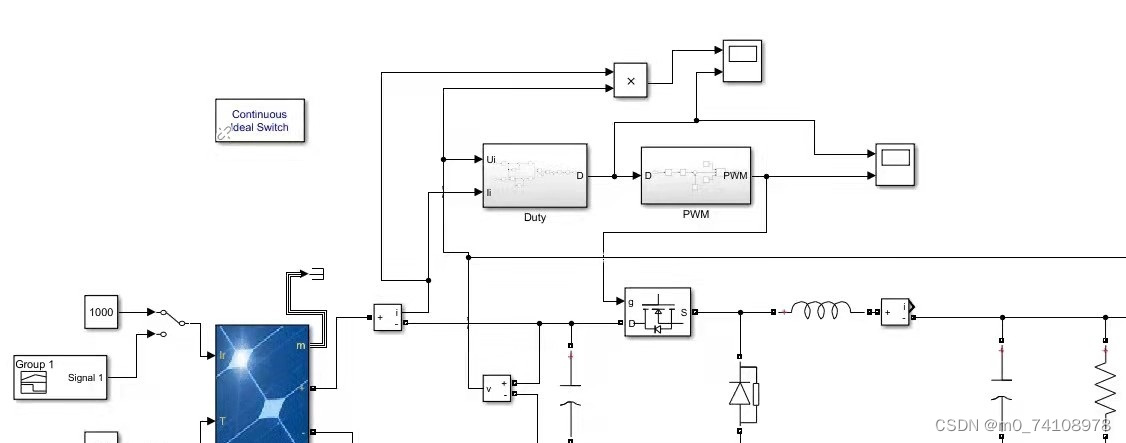 光伏逆变simlink仿真（MPPT） 最大功率点追踪算法（MPPT）仿真模型，本设计基于扰动观察法