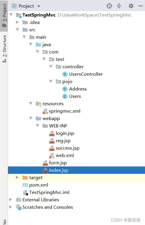 javaee springMVC的简单使用 jsp页面在webapp和web-inf目录下的区别