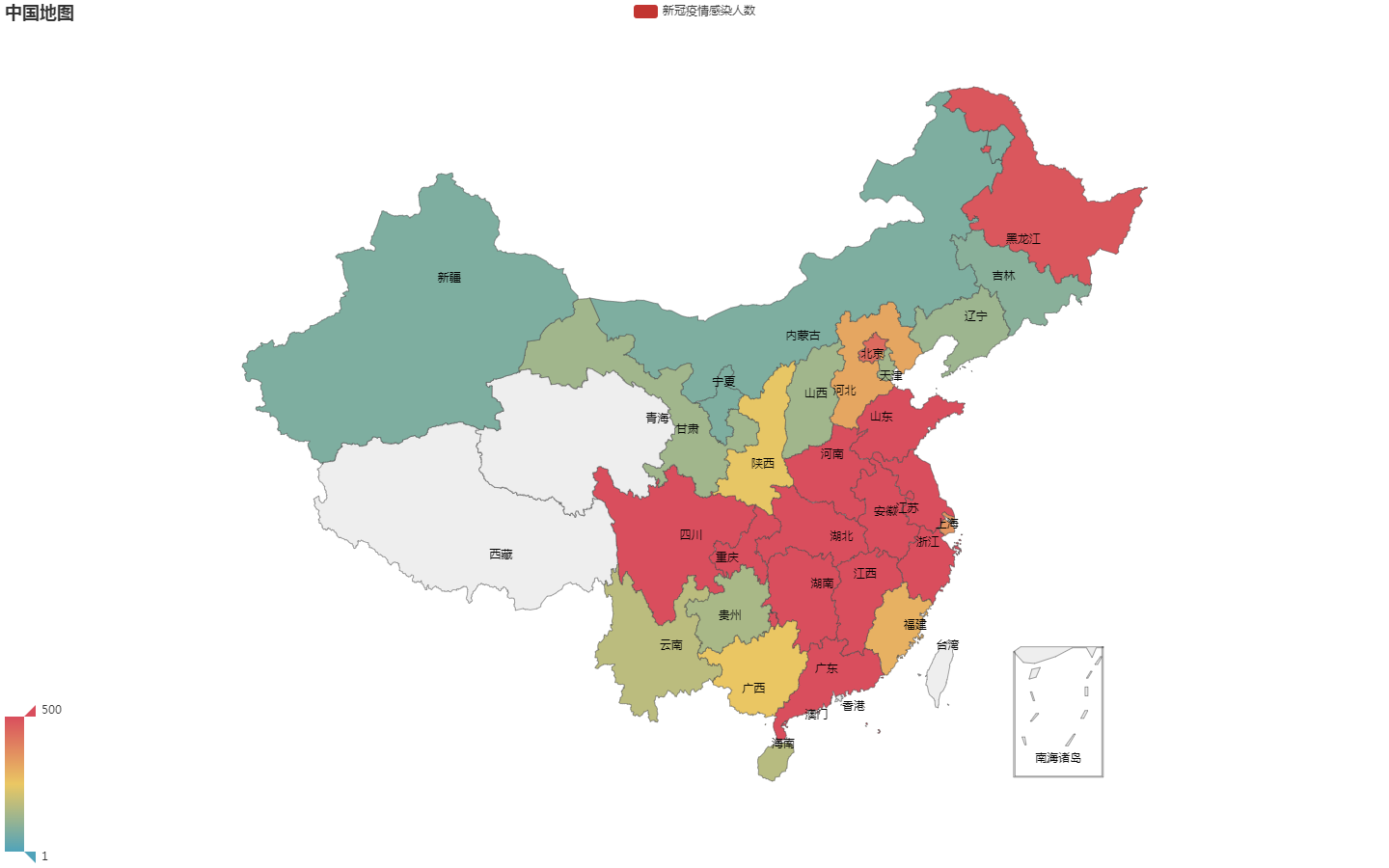 使用tushare数据画疫情感染人数地图