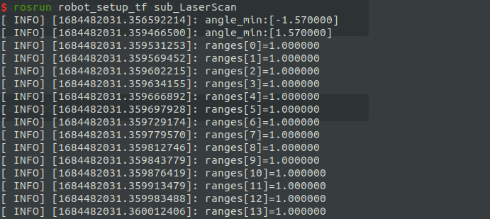 ROS：laser激光雷达数据格式、发送laser数据、订阅laser数据