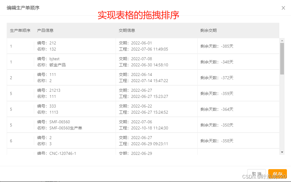 vue——实现表格的拖拽排序功能——技能提升