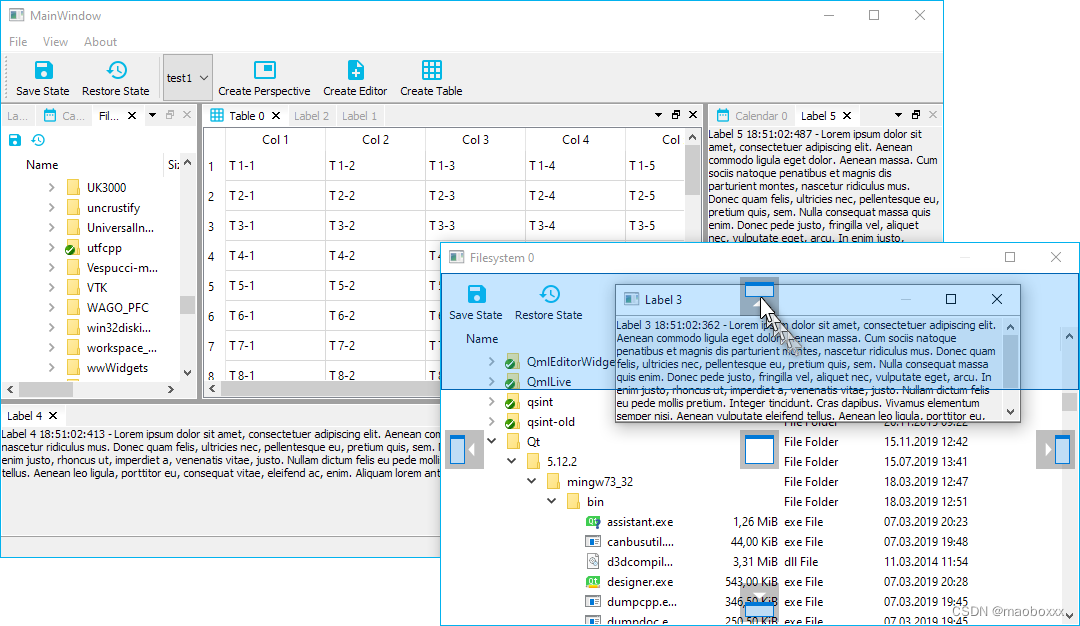 The Dock window supports docking in floating windows