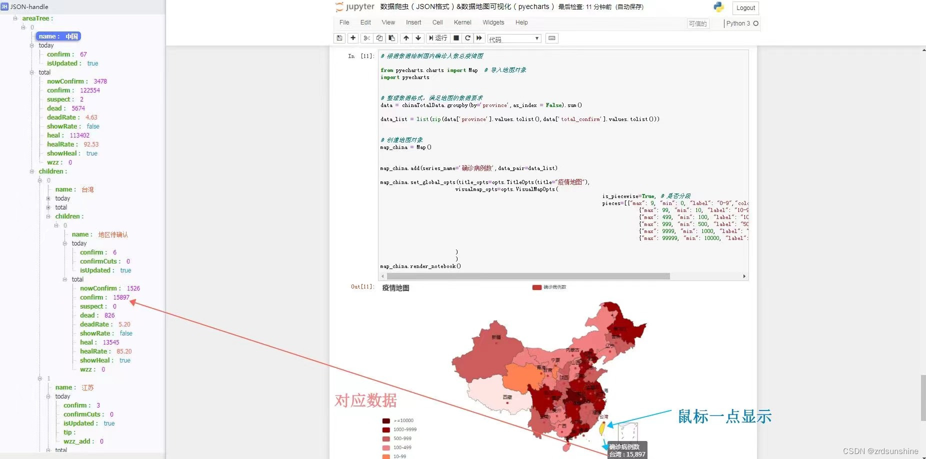 数据爬虫（JSON格式）数据地图可视化（pyecharts）【步骤清晰，一看就懂】