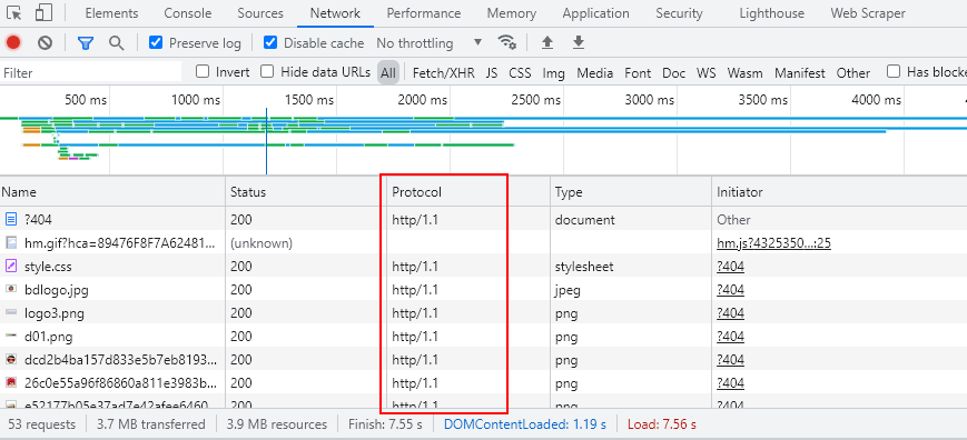 两种方式查看网站是否使用http/2协议