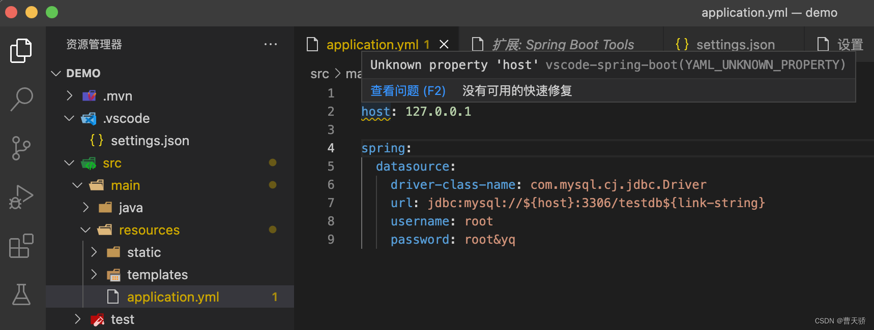 vscode-spring-boot YAML_UNKNOWN_PROPERTY 解决