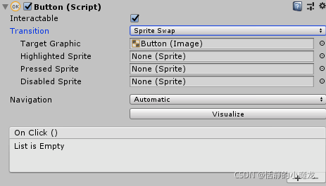 【Unity3D-UGUI系列】(三)Button 按钮组件详解_unity button_恬静的小魔龙的博客-CSDN博客