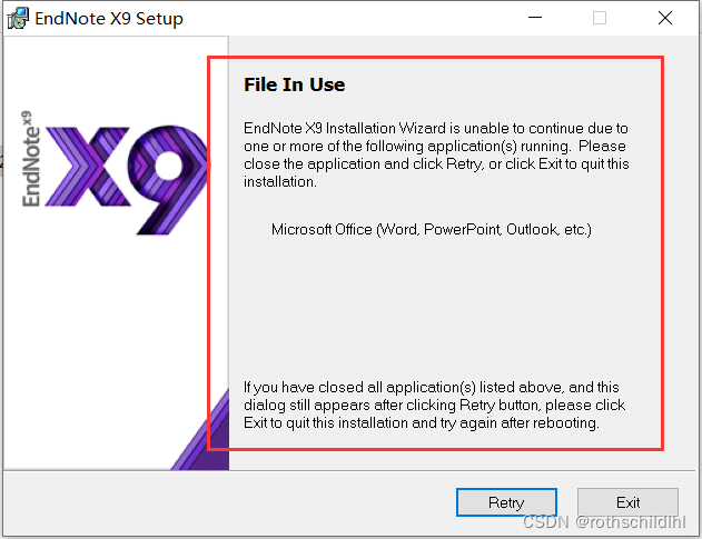 EndnoteX9 安装不能继续_安装endnote出现retry-CSDN博客