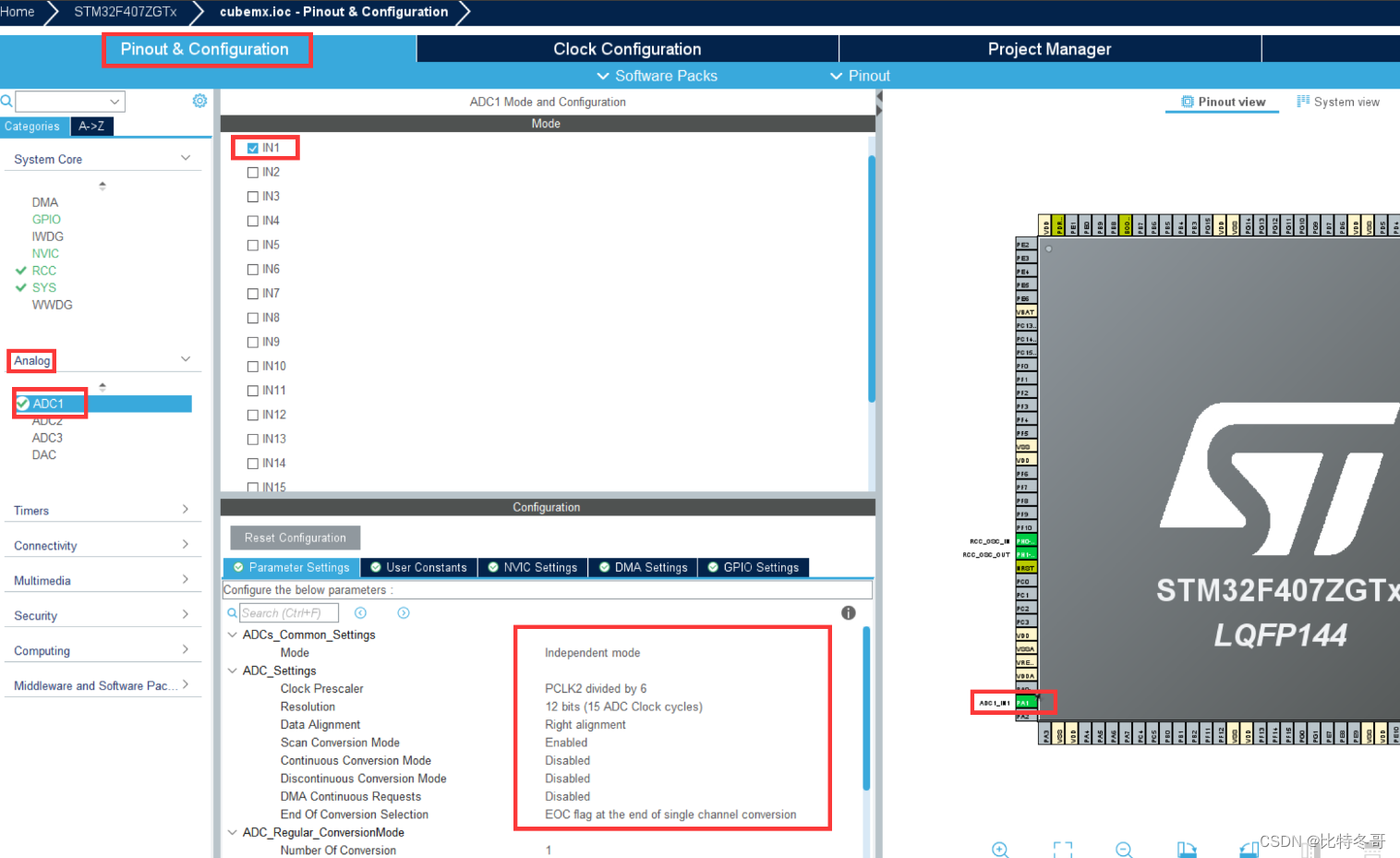 RT-Thread STM32F407 ADC