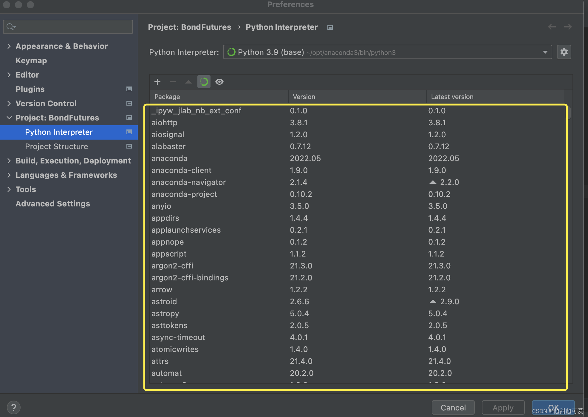 Pycharm 配置 Anaconda 解析器（Mac版）