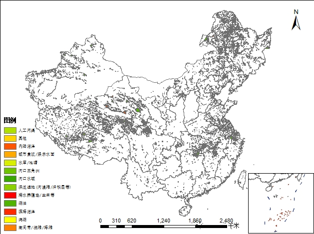 中国湿地沼泽分类分布数据集