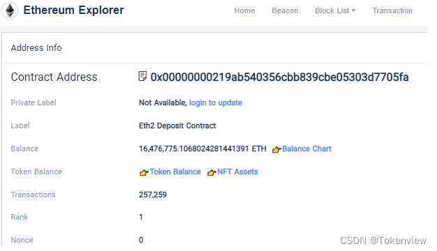 信标链质押数。来源tokenview.io