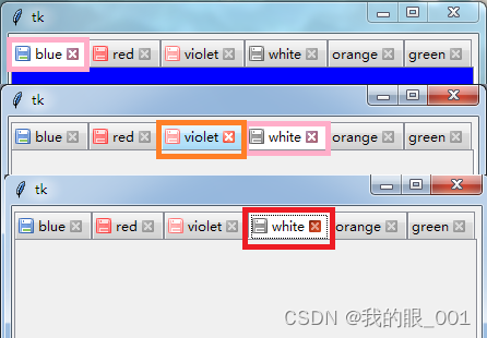 Python tkinter Notebook标签添加关闭按钮元素，及左侧添加存储状态提示图标案例，类似Notepad++页面_python ...