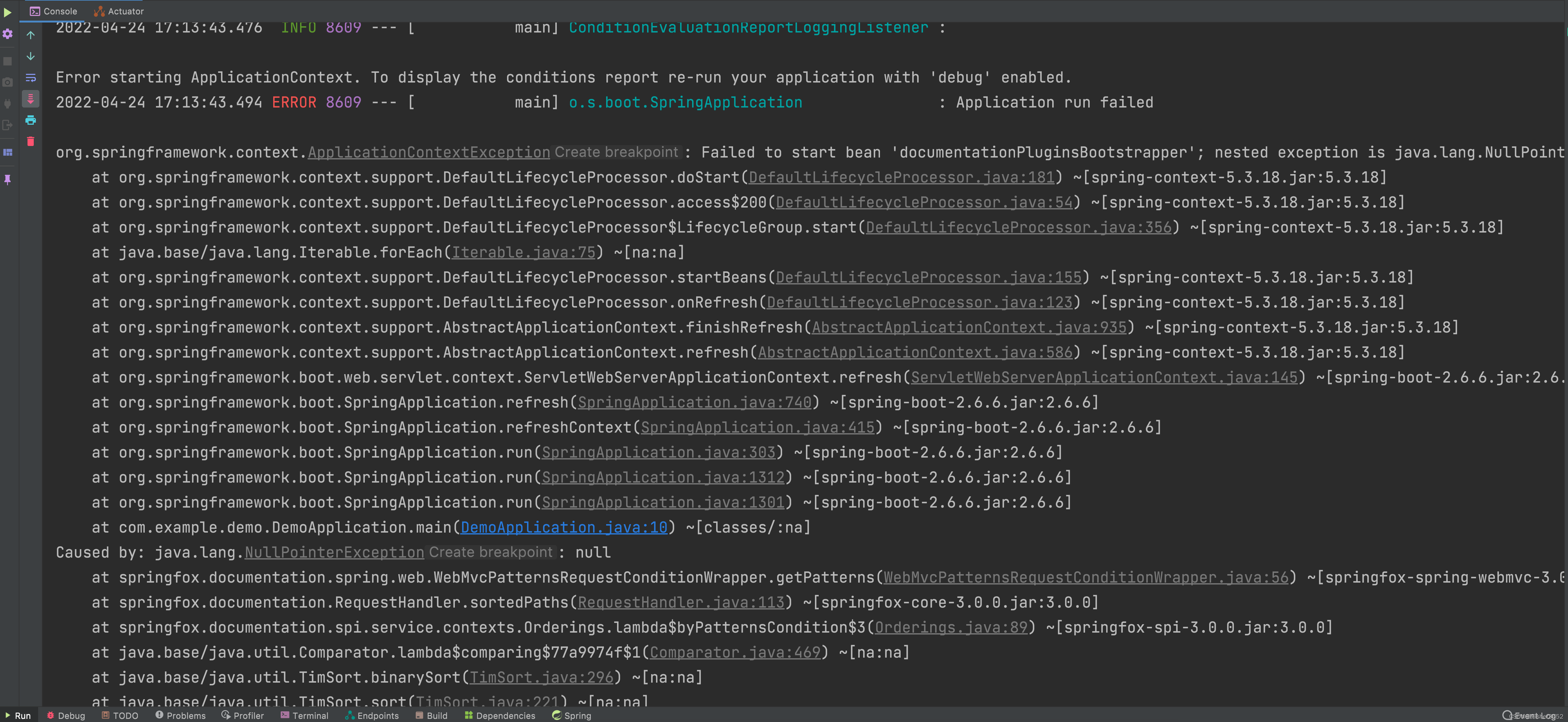 解决Failed to start bean ‘documentationPluginsBootstrapper‘; nested ...