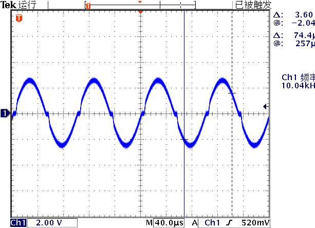 ▲ 图2.1.5 LM358的高频（10kHz）输出波形