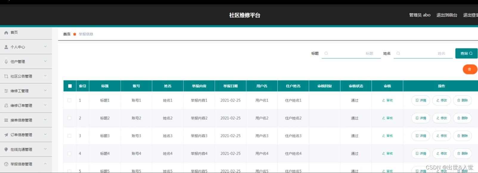 基于Java+SpringBoot+vue的社区维修平台设计与实现【源码(完整源码请私聊)+论文+演示视频+包运行成功】