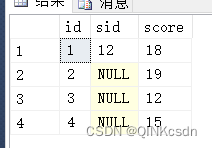 表名：score