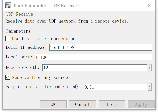 udp receive(simulink real-time)我們這裡使用了enable使能模塊,但沒