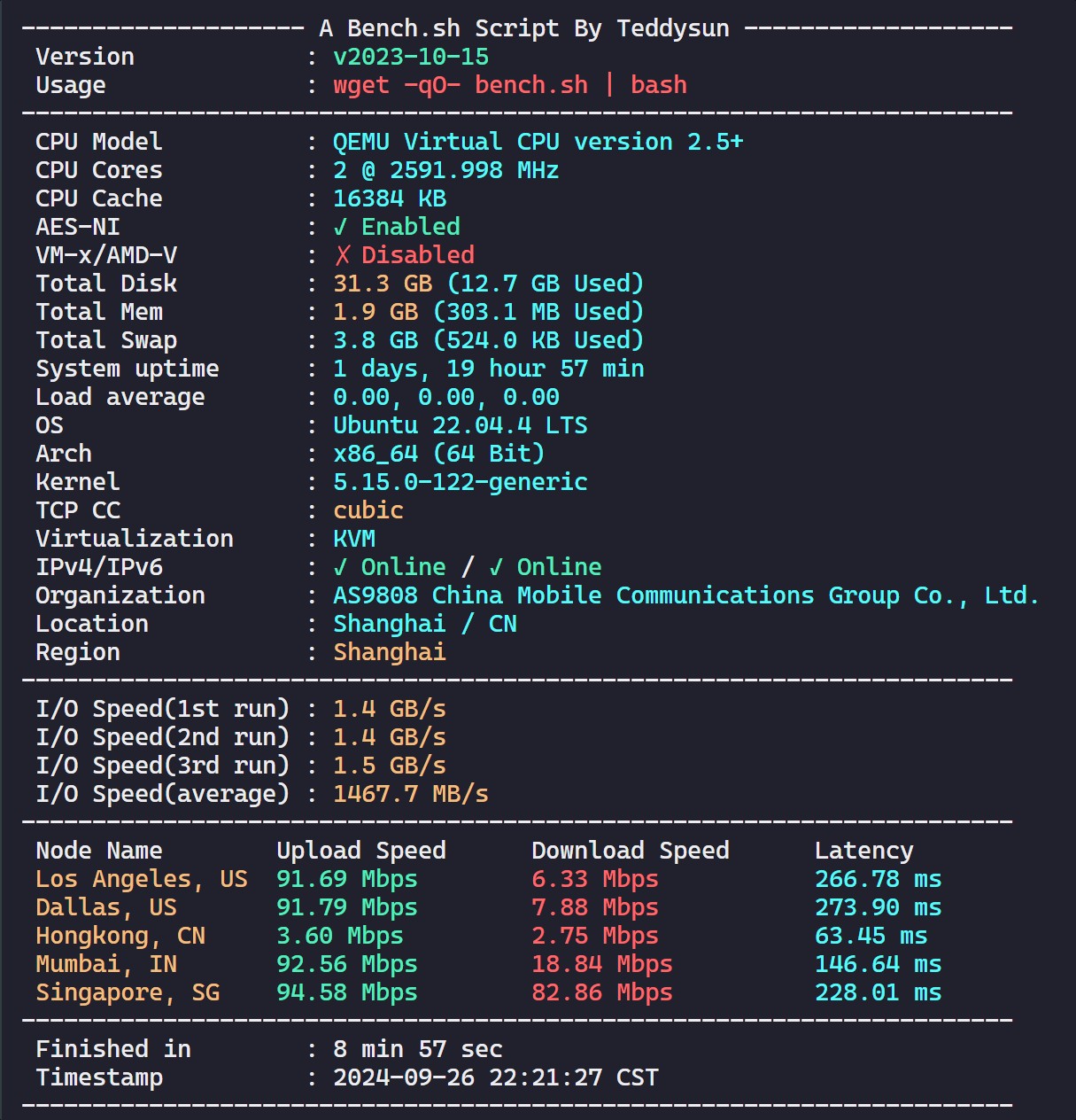 bench.sh：一行命令测试Linux服务器基准测试