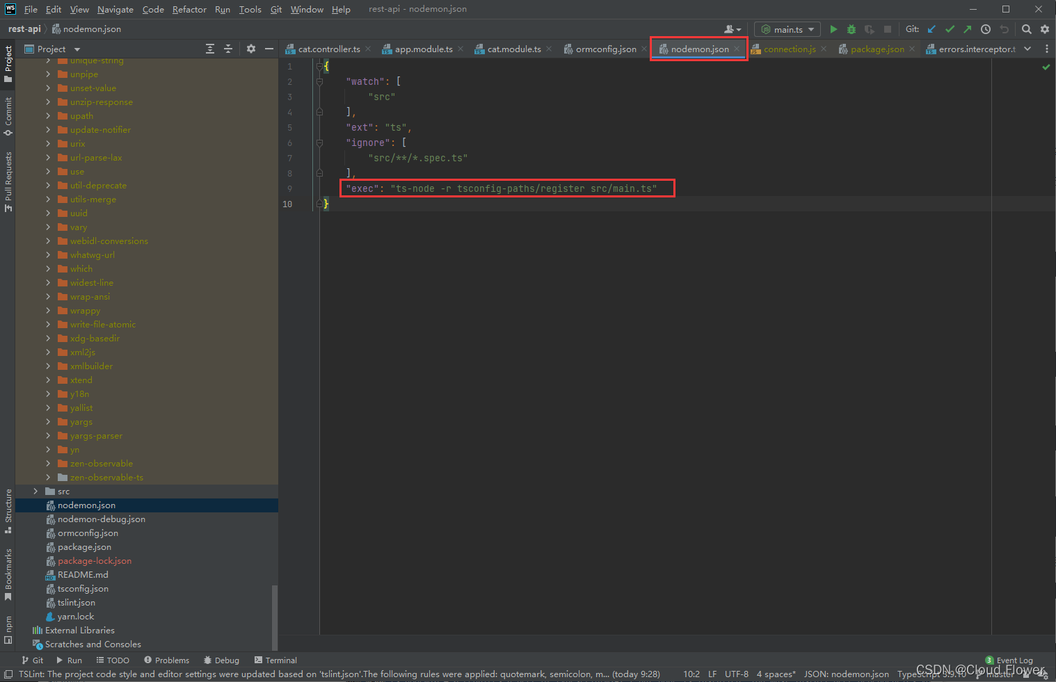 nodejs：webstrom调试及使用nodemon