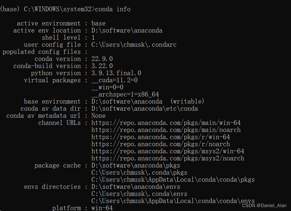 Spyder/conda安装包报错：conda Info Could Not Be Constructed. KeyError: ‘pkgs ...