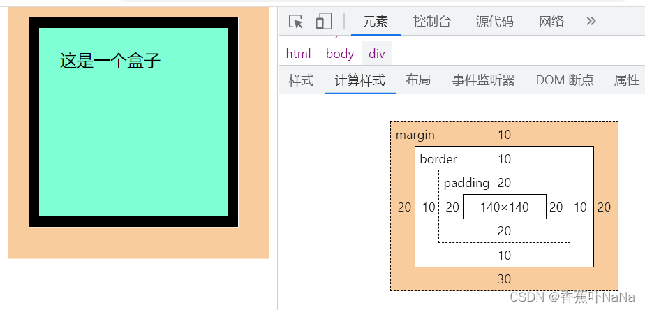 盒子设置margin三个值