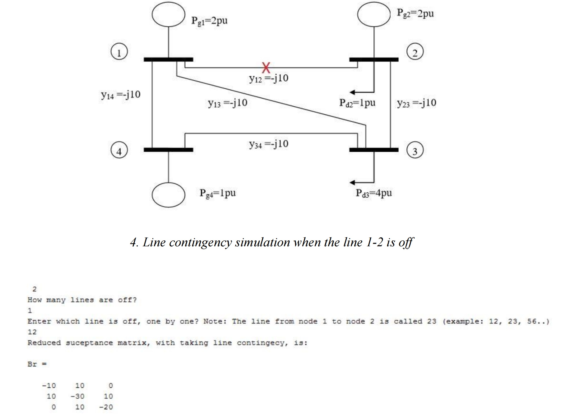 电力系统直流潮流分析【N-1】（Matlab代码实现）