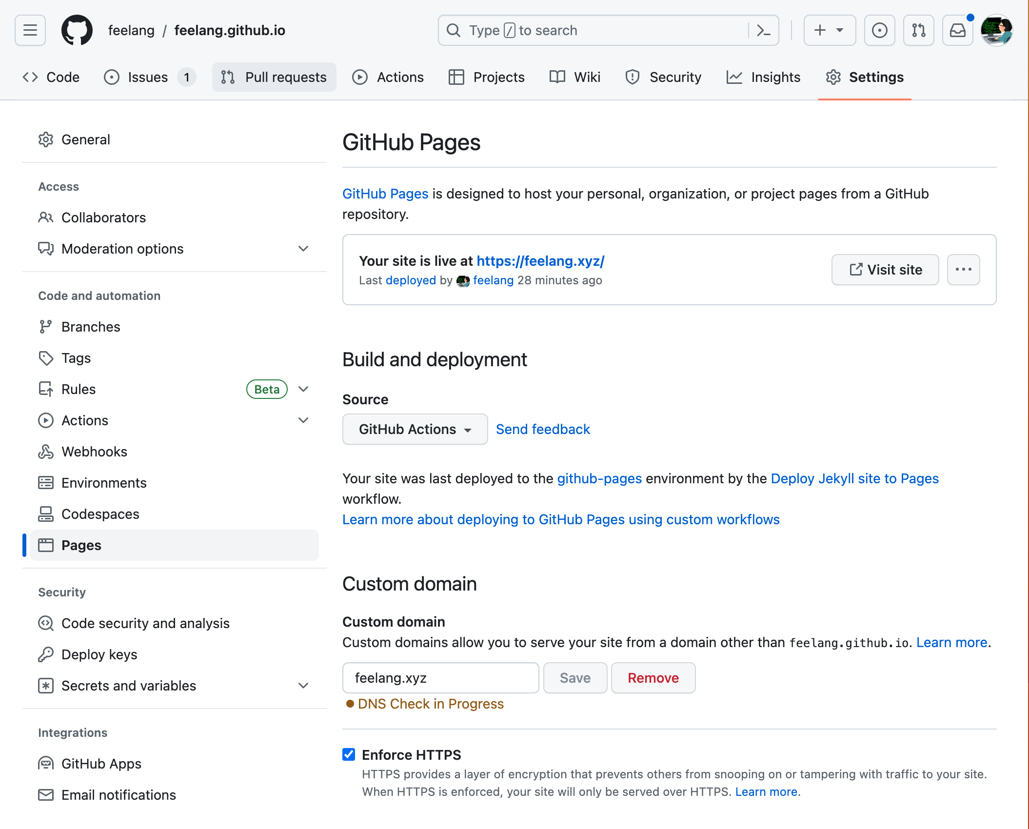 如何用 Github Pages 免费部署静态站点